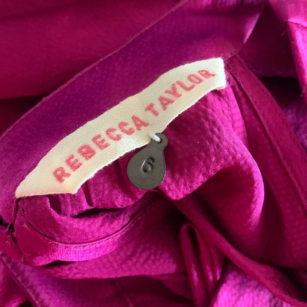 Rebecca Taylor Silk Fuchsia Size 6 Sleeveless Dress Ruffle Detail Pockets EUC - Picture 14 of 14